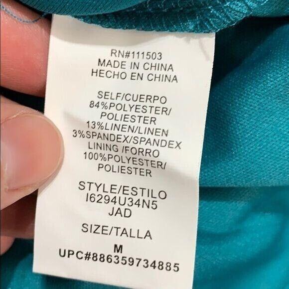 Lily Rose Womens Dress Lightweight Shadow Striped Belted Turquoise Teal Medium - Picture 8 of 9